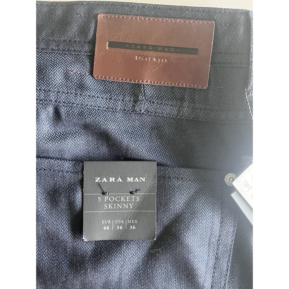 Zara Pants Mens Size 36x30 Navy Blue Skinny Fit 5-pocket Pants Slacks NWT - Picture 4 of 7
